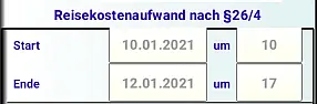 Reisekosten App Zeit eingabe